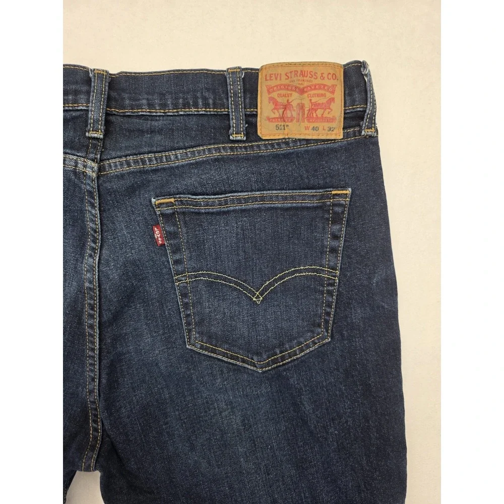 Levis 511 Slim Fit Jeans Mens 40x26 Dark Wash Blue Denim Straight Leg 40x32 Tag